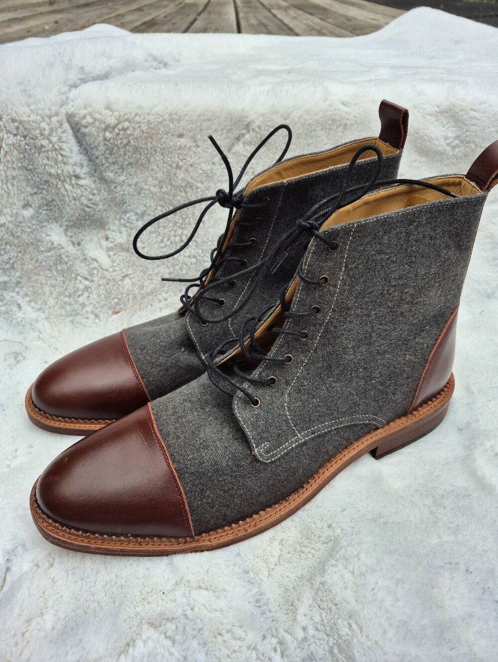 Oneground Mens Wool Leather Boots Sz 13 NEW